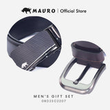 MAURO Giftset 3 in 1 Leather Wallet & Belt Gift Set for Men Hadiah Dompet & Tali Pinggang Kulit Set Kombo Hadiah Lelaki