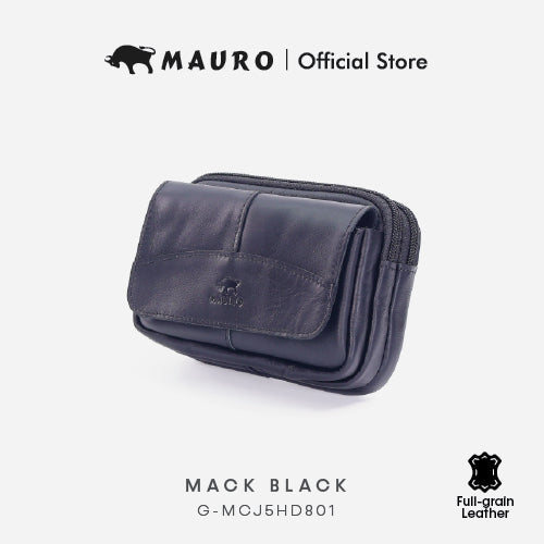 Mauro Genuine Leather Men Belt Loop Zipper Multi Compartment Compact Pouch Bag G-MCJ5HD801