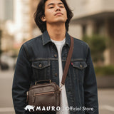 Mauro Men Genuine Leather Multi-Compartment Sling Bag