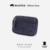 Mauro Genuine Leather Men Belt Loop Zipper Multi Compartment Compact Pouch Bag