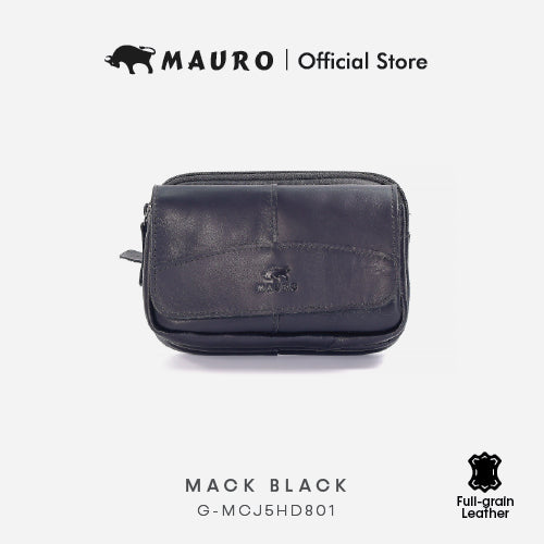 Mauro Genuine Leather Men Belt Loop Zipper Multi Compartment Compact Pouch Bag G-MCJ5HD801
