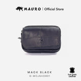 Mauro Genuine Leather Men Belt Loop Zipper Multi Compartment Compact Pouch Bag G-MCJ5HD801