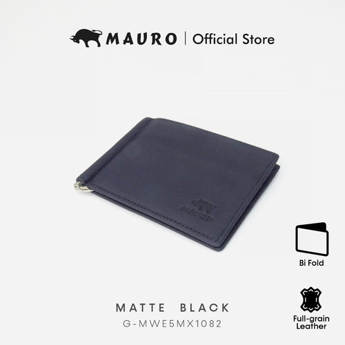 MAURO 𝑹𝑭𝑰𝑫🔐 Money Clip Wallet Genuine Leather Bi Fold Money Clip 100% Leather Genuine Dwilipat Dompet Wang Security RFID