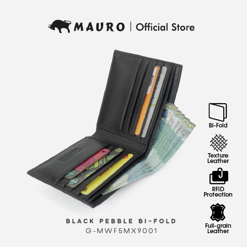 Mauro Genuine Leather Bi Fold Compact Wallet with RFID Block Protection