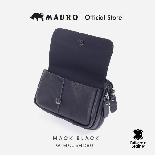 Mauro Genuine Leather Men Belt Loop Zipper Multi Compartment Compact Pouch Bag G-MCJ5HD801