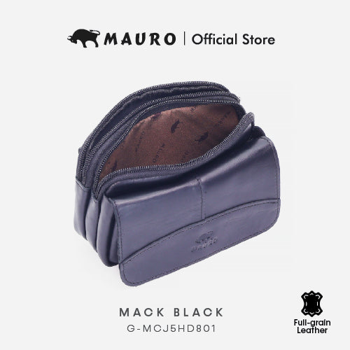 Mauro Genuine Leather Men Belt Loop Zipper Multi Compartment Compact Pouch Bag G-MCJ5HD801
