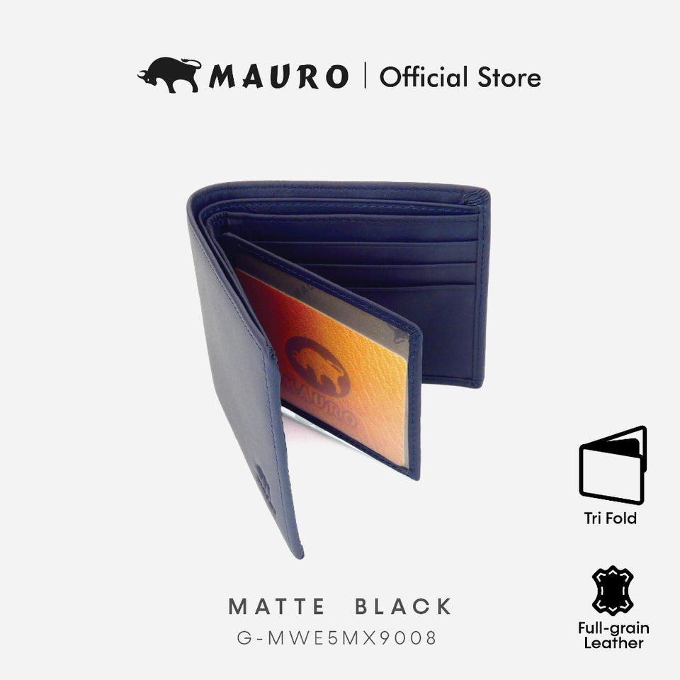 MAURO 𝑹𝑭𝑰𝑫🔐Men Tri Fold Wallet Genuine Leather RFID Blocking Tri Fold Man Wallet Dompet Lelaki 3 Lapis Kulit Lembu Asli