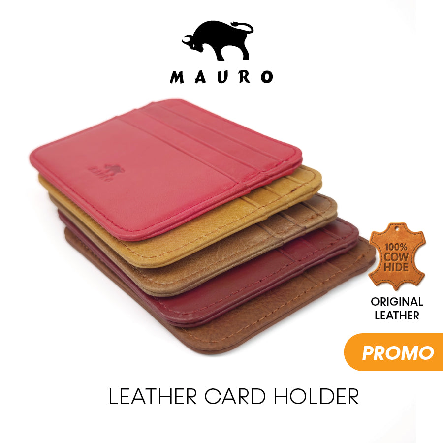 MAURO 100% Leather 🟫 Card Holder Wallet Business Card Holder Credit Card Holder Name Card Holder Dompet Kad Wallet Kad