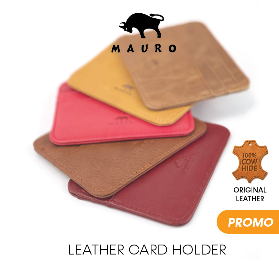 MAURO 100% Leather 🟫 Card Holder Wallet Business Card Holder Credit Card Holder Name Card Holder Dompet Kad Wallet Kad