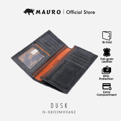 MAURO Dusk Series Men's Long Genuine Leather Wallet rfid Protection Dompet Kulit Panjang Lelaki Halang rfid 08O2MX0652
