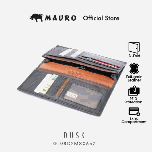 MAURO Dusk Series Men's Long Genuine Leather Wallet rfid Protection Dompet Kulit Panjang Lelaki Halang rfid 08O2MX0652