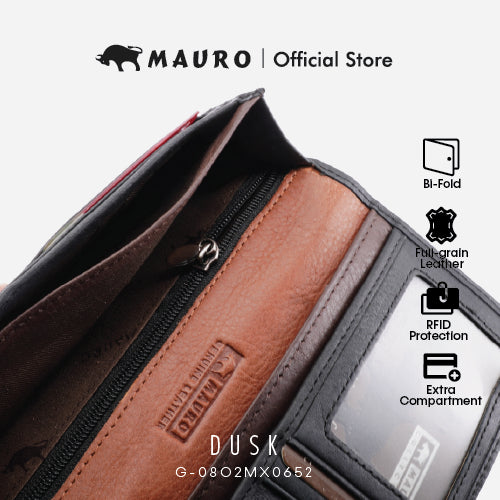 MAURO Dusk Series Men's Long Genuine Leather Wallet rfid Protection Dompet Kulit Panjang Lelaki Halang rfid 08O2MX0652