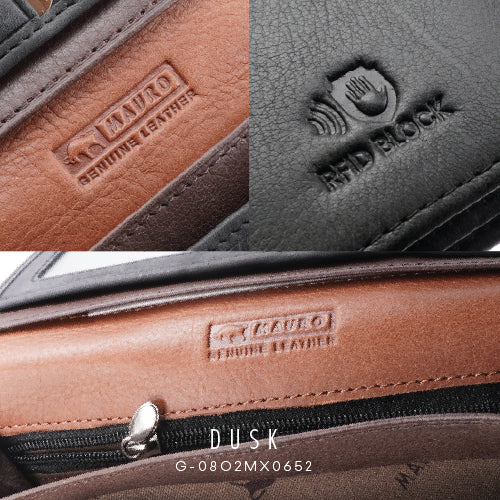 MAURO Dusk Series Men's Long Genuine Leather Wallet rfid Protection Dompet Kulit Panjang Lelaki Halang rfid 08O2MX0652