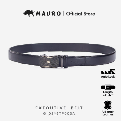 MAURO Elite Series Men's Leather Belt Automatic Buckle 08Y3TP003A