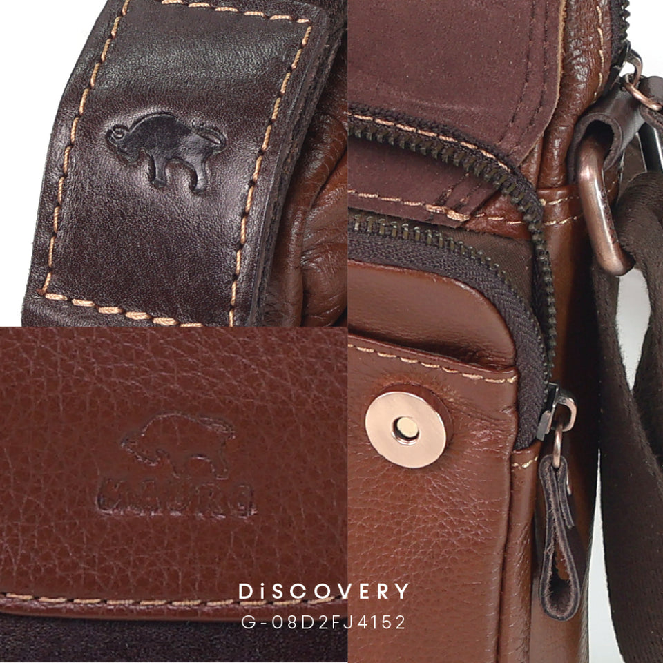 MAURO Nomad Sling Bag Series Genuine Leather Messenger Pouch Crossbody Phone Bag 08D2FJ4152