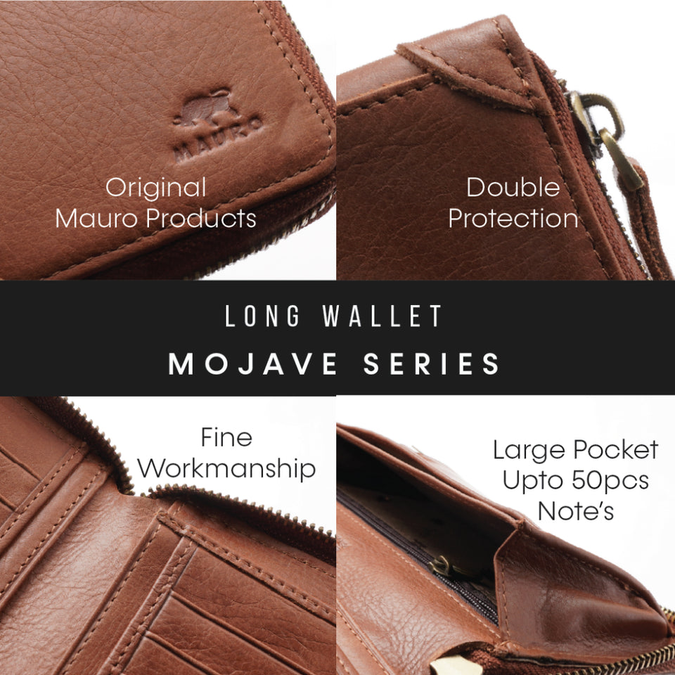 MAURO Tradesman Bifold Series Men's Genuine Leather Wallet with RIFD Protection Dompet Kulit Lelaki 08O2MX1712