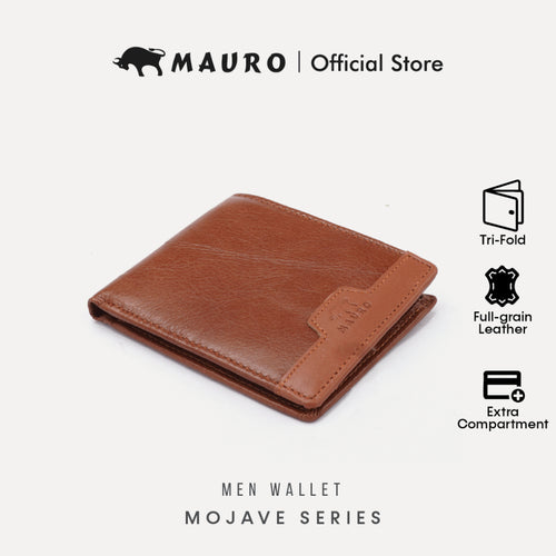 MAURO Tradesman Trifold Series Men's Genuine Leather Wallet Dompet Kulit Lelaki 08J4DP139A
