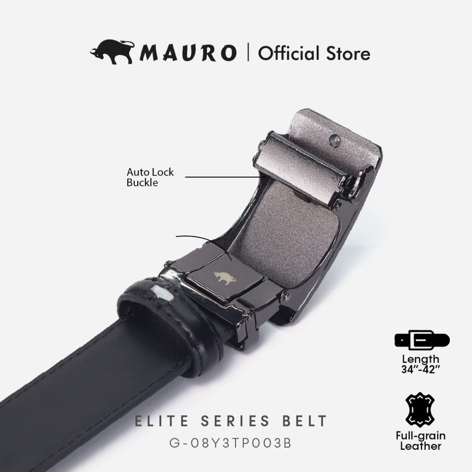 MAURO Elite Series Men's Leather Belt Automatic Buckle 08Y3TP003B