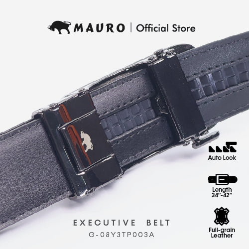 MAURO Elite Series Men's Leather Belt Automatic Buckle 08Y3TP003A