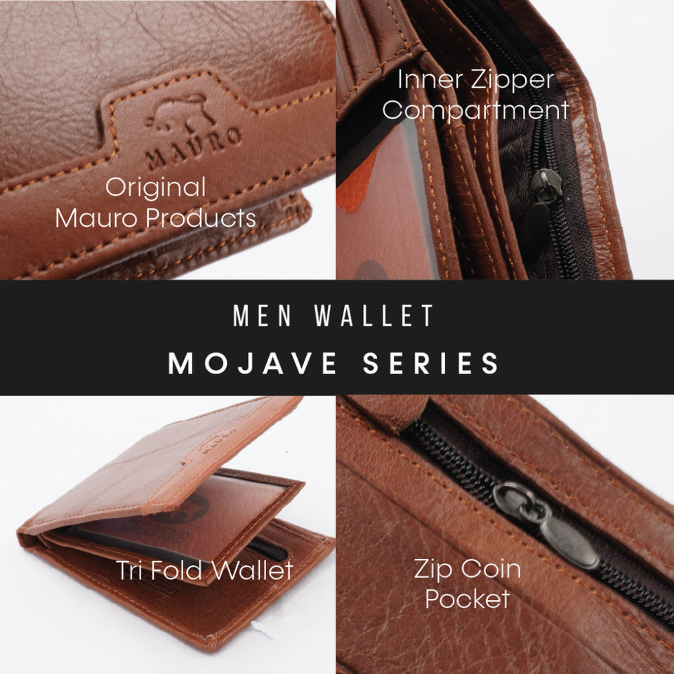 MAURO Tradesman Trifold Series Men's Genuine Leather Wallet Dompet Kulit Lelaki 08J4DP139A