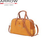 Arrow Ladies Two Tone Suede Synthetic Leather Boston Handbag