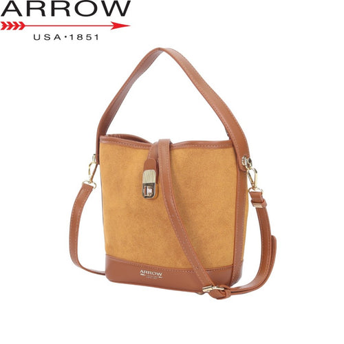 Arrow Ladies Two Tone Suede Synthetic Leather Bucket Bag