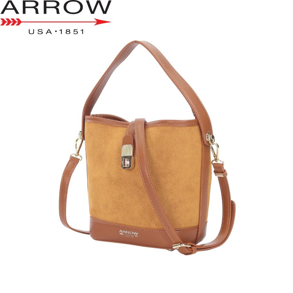Arrow Ladies Two Tone Suede Synthetic Leather Bucket Bag