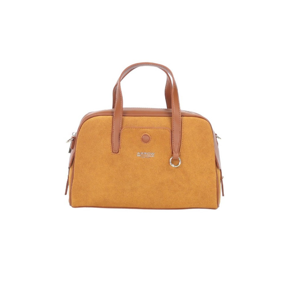 Arrow Ladies Two Tone Suede Synthetic Leather Boston Handbag