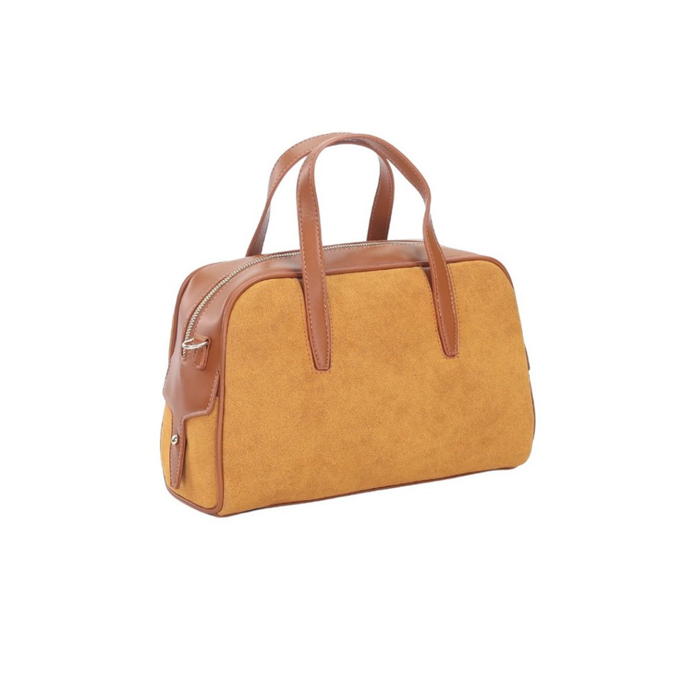 Arrow Ladies Two Tone Suede Synthetic Leather Boston Handbag