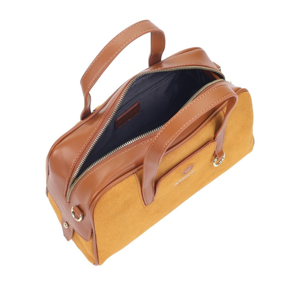 Arrow Ladies Two Tone Suede Synthetic Leather Boston Handbag