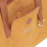 Arrow Ladies Two Tone Suede Synthetic Leather Boston Handbag