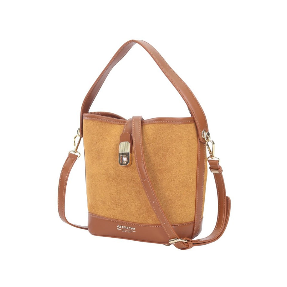 Arrow Ladies Two Tone Suede Synthetic Leather Bucket Bag