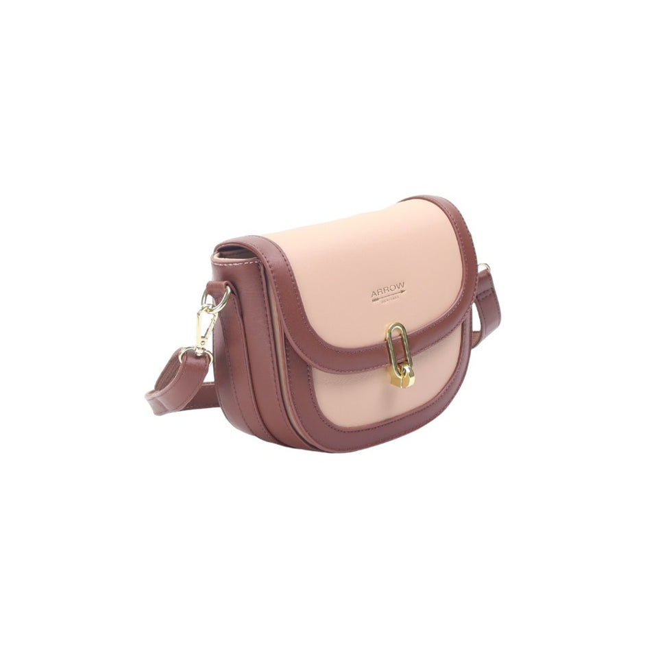Arrow Ladies Premium Synthetic Leather Multi Compartment Retro Saddle Mini Handbag with Adjustable Strap