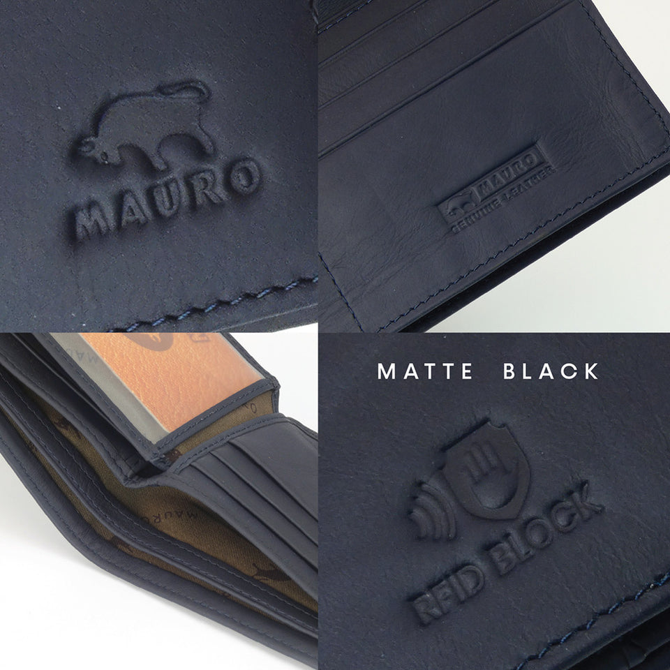 MAURO RFID Tri Fold Wallet Genuine Leather RFID Blocking Tri Fold Man Wallet Dompet Lelaki 3 Lapis Kulit Lembu