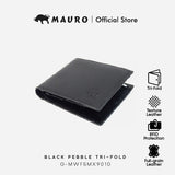 MAURO Genuine Leather Tri Fold Compact Wallet With RFID Block Protection