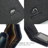 MAURO Genuine Leather Tri Fold Compact Wallet With RFID Block Protection