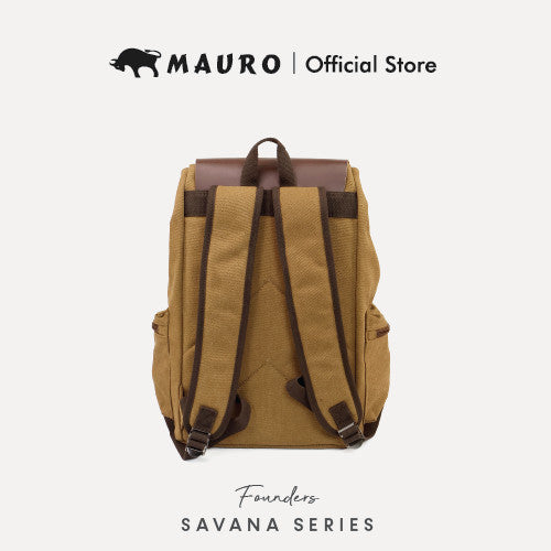 MAURO Vintage Canvas Leather Backpack 28L Travel Laptop Bag Galas Retro Kulit Canvas Beg Kerja Stylish Computer