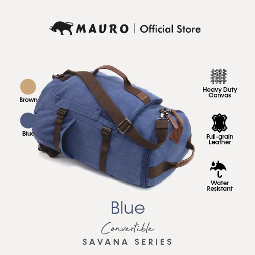 MAURO Convertible Vintage Canvas Leather Backpack 34L Travel Bag Beg Retro Canvas Backpack Kerja Beg Travelling