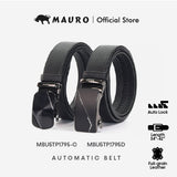 MAURO 100% Pure Leather Men'S Belt Auto Buckle, Man Leather Belt Tali Pinggang Lelaki Kulit Asli Tahan Lasak