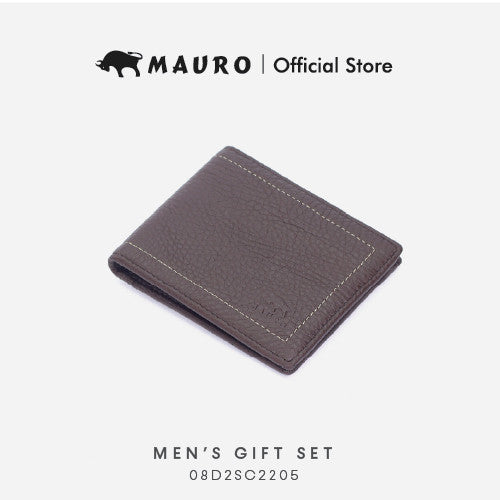 MAURO Men's Leather Gift Set Wallet & Belt Dompet & Tali Pinggang Kulit Asli | Hadiah Lelaki Elegan & Premium