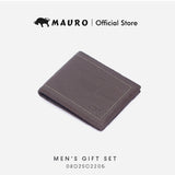 MAURO Men's Leather Gift Set Wallet & Belt Dompet & Tali Pinggang Kulit Asli | Hadiah Lelaki Elegan & Premium