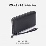 MAURO Men’s Long Wallet Zipper Closure Wrist Strap 12 Card Slots, Large Capacity Dompet Kulit Lelaki Asli G-MWF5JX239B