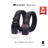 MAURO Men’s Leather Belt Automatic Buckle Ratchet Belt Tali Pinggang Kulit Tulen Lelaki Auto Lock Buckle 2 and Buckle 3