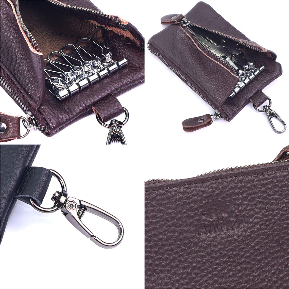 MAURO Genuine Leather Coin Purse Men Women Mini Wallet Small Key Pouch Beg Duit Syiling Kulit Lembu Asli 100% Original