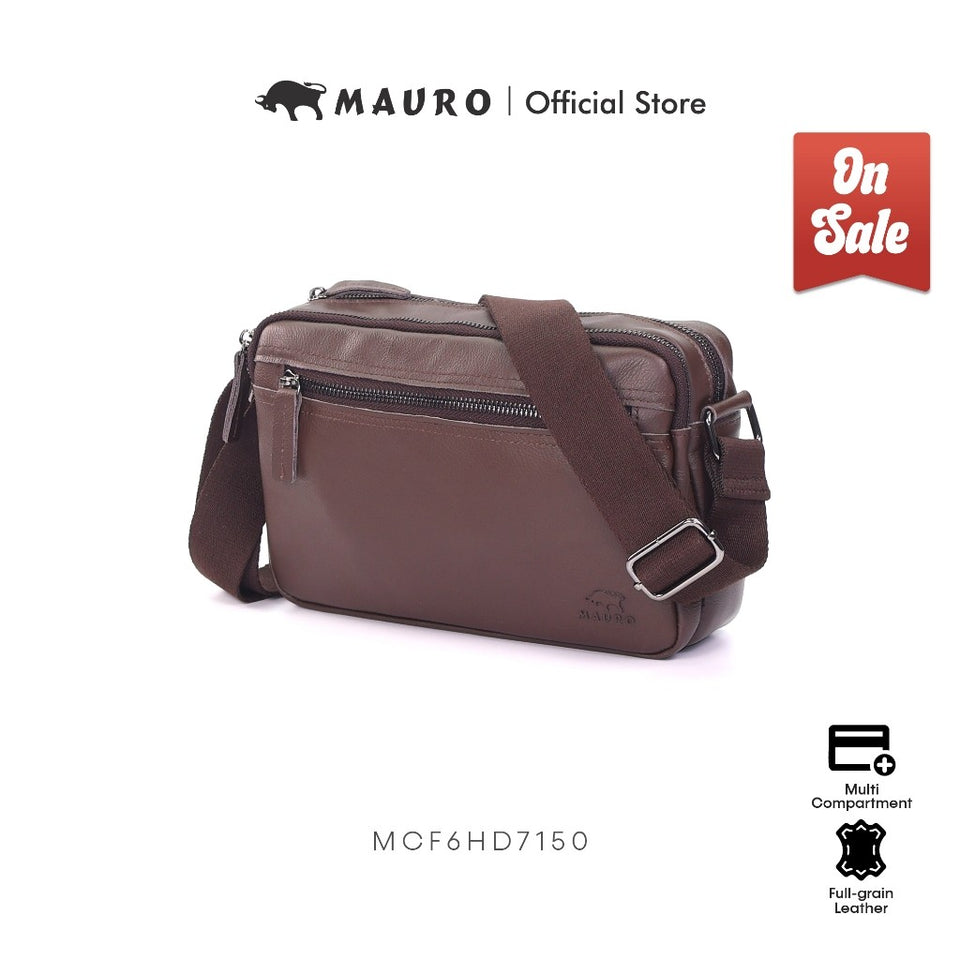 MAURO THE WAYFARER Series Genuine Leather Men Sling Messenger Bag Beg Silang Lelaki