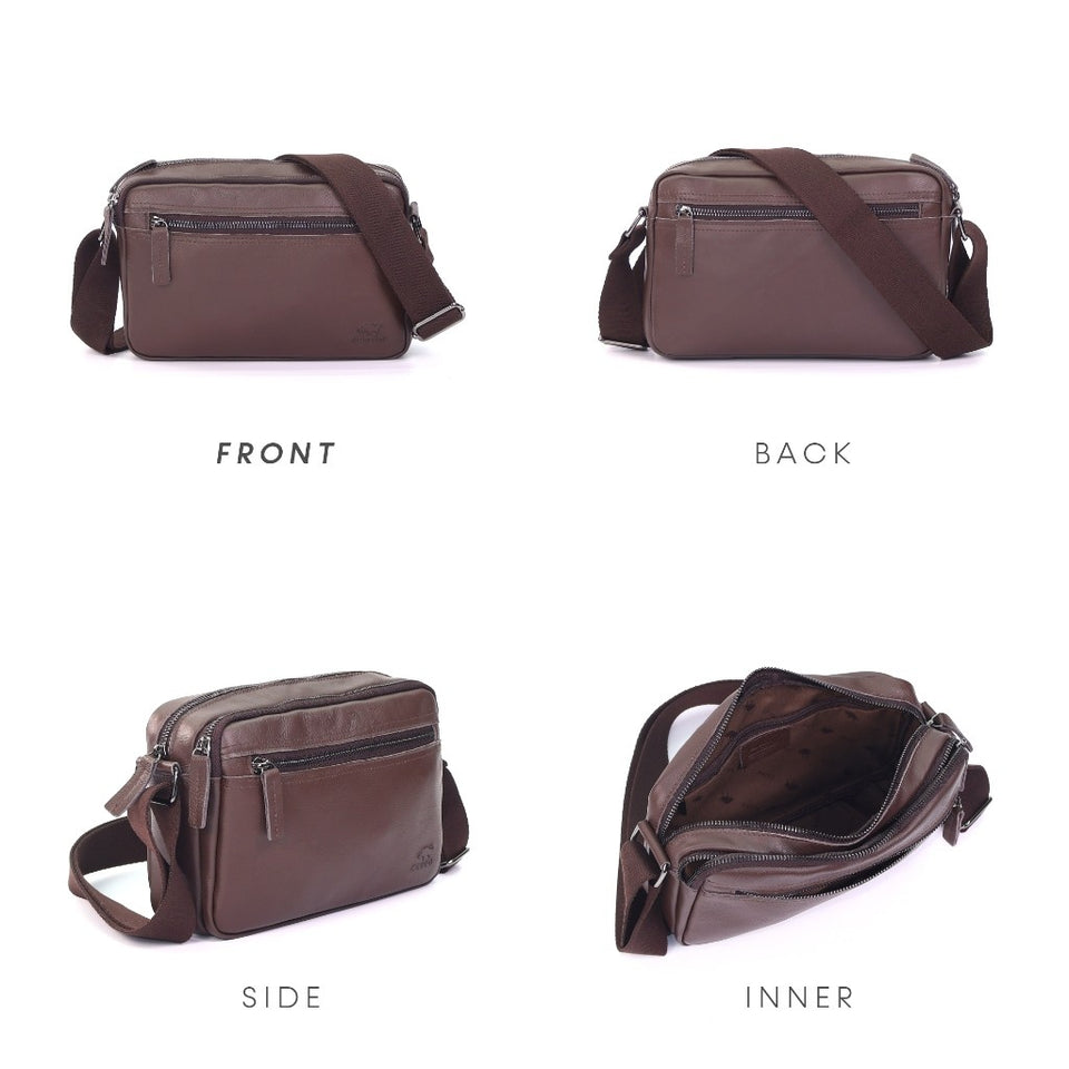 MAURO THE WAYFARER Series Genuine Leather Men Sling Messenger Bag Beg Silang Lelaki