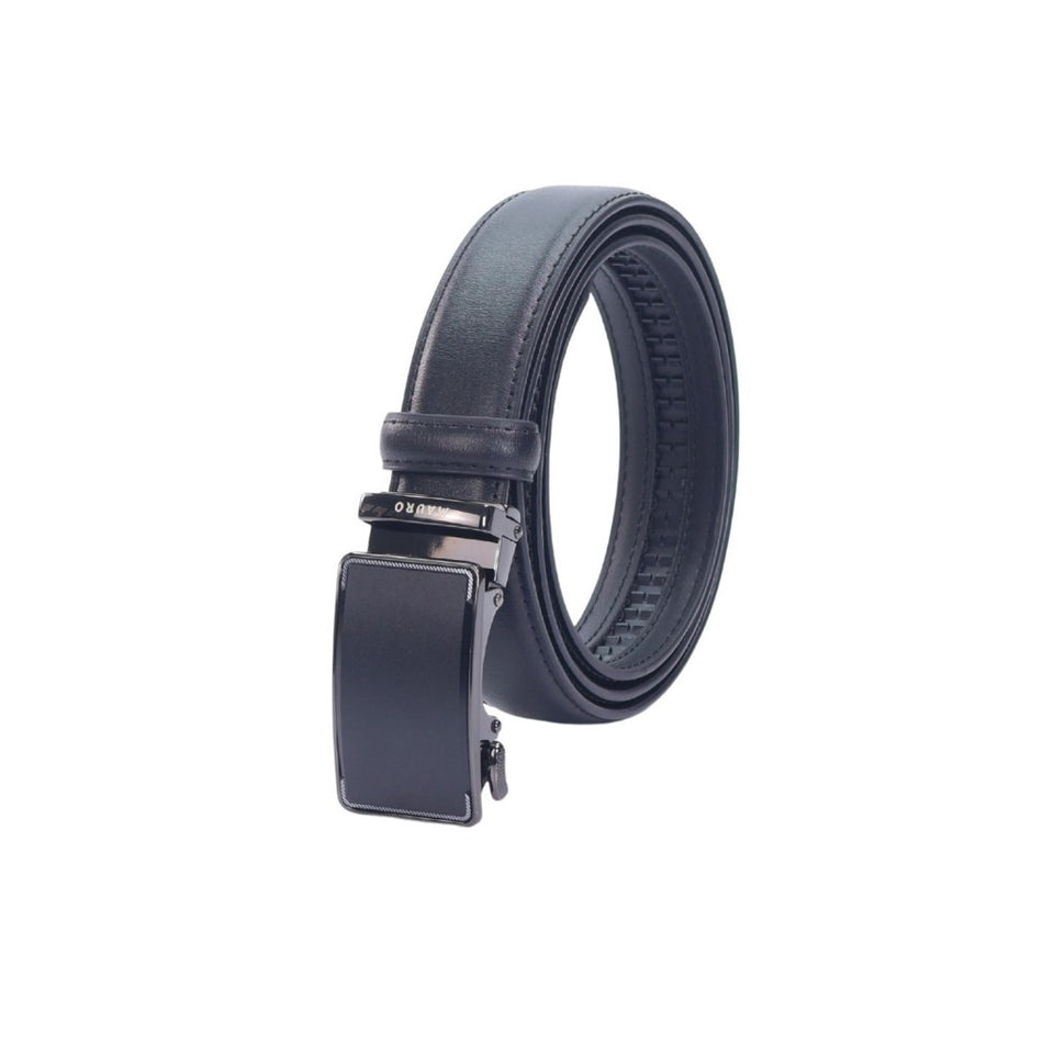 MAURO Men’s Leather Belt Automatic Buckle Ratchet Belt Tali Pinggang Kulit Tulen Lelaki Auto Lock Buckle 2 and Buckle 3