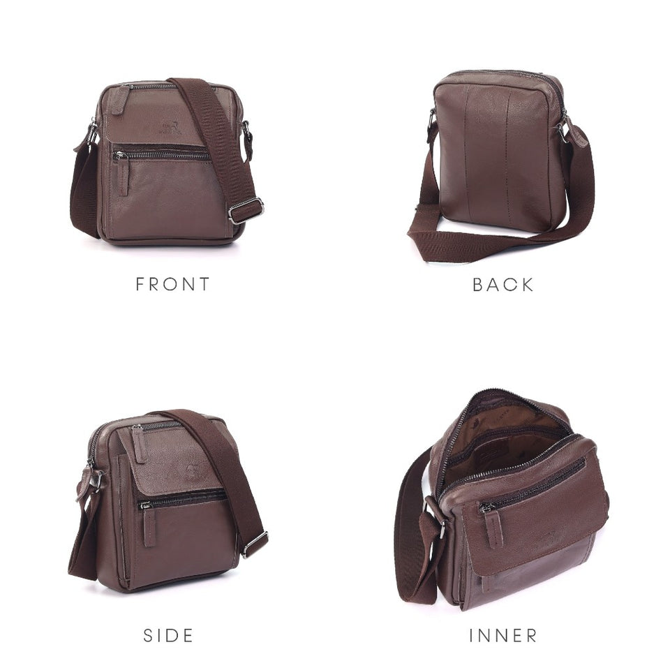 MAURO THE WAYFARER Series Genuine Leather Men Sling Messenger Bag Beg Silang Lelaki
