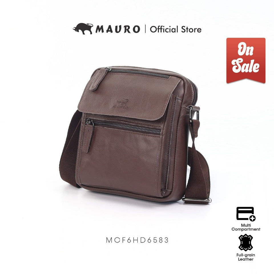 MAURO THE WAYFARER Series Genuine Leather Men Sling Messenger Bag Beg Silang Lelaki