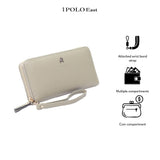 iPOLO East Ladies Synthetic Leather Lychee Texture Long Zipper Purse Dompet Panjang Zip Wanita